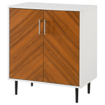 28" Modern Bookmatch Accent Cabinet, Solid White