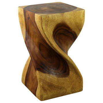 Haussmann Big Twist Wood Stool Table 12 in SQ x 20 in H Oak Oil