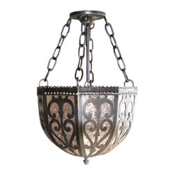 PN-083 Hand Made Iron and Mica Pendant - Pendant Lighting