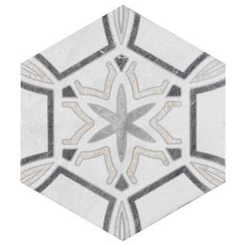 Mazzo Hex Deco Starburst Porcelain Floor and Wall Tile