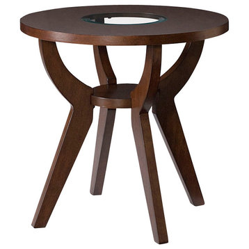 Hammary Zenith Round End Table in Mid-Tone Brown Cherry