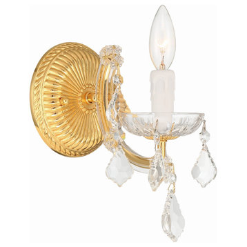 Crystorama 4471-GD-CL-MWP Maria Theresa 1 Light Hand Cut Crystal Gold Sconce