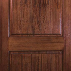 Slab Exterior Single Door 80 Wood Mahogany 2 Panel V-Grooved Solid - Front Doors
