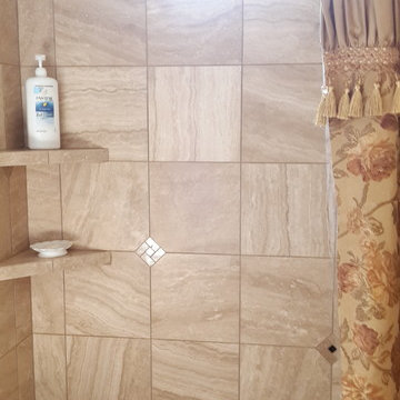 Vein Cut Travertine Tub Surround & Floor