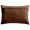 Brown Linen 12"x16" Lumbar Pillow Cover, Beaded and Sequins Marilee