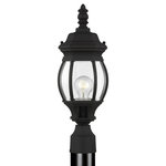 Sea Gull Lighting - Sea Gull Wynfield Small 1-LT Outdoor Post Lantern, Black/Clear/Clear - The Sea Gull Collection Wynfield one light outdoor post top in black creates a warm and inviting welcome presentation for your home's exterior. The Wynfield collection by Sea Gull Collection complements classical home designs with its soft curves and colonial accents. A Black Powder coat finish over a durable cast aluminum body adds dependable quality to an enduring style. Either Frosted glass or Clear Beveled glass give the fixtures distinct appeal. The assortment includes small, medium and large one-light outdoor wall lanterns, a two-light outdoor wall lantern, a two-light, outdoor post lantern and a two-light outdoor ceiling flush mount. The fixtures with Frosted glass are also available in an ENERGY STAR-qualified LED version, and the one-light fixtures with Clear Beveled glass can easily convert to LED by purchasing LED replacement lamps sold separately.