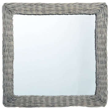 vidaXL Mirror Decorative Mirror Wall Mirror Bathroom Hallway Mirror Wicker Frame