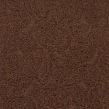 Brown Traditional Paisley Woven Matelasse Upholstery Grade Fabric By The Yard