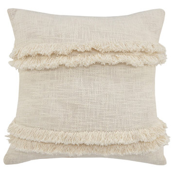 Beverly Fringed Solid Throw Pillow, 20" X 20"