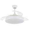 42" Reversible Ceiling Fan with Retractable Blade and Led Light 36W, White, 42"