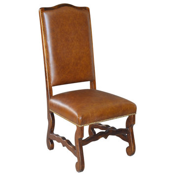 Classic Dining Chair, Camel Color Leather, Set of 7