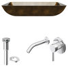 VIGO Rectangular Copper Glass Vessel Sink and Wall Mount Faucet Set