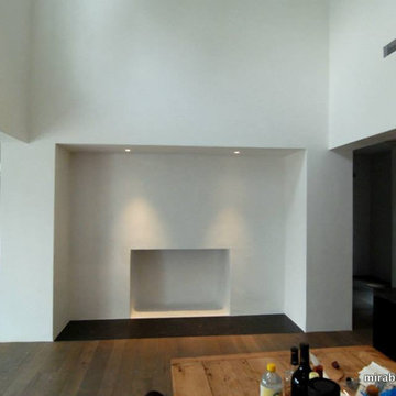 White Tadelakt Kitchen and Dining Room