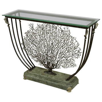 Coral Motif Iron Console Table