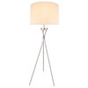 45022-11, Tripod Floor Lamp, Transitional Design in Satin Nickel, 59"
