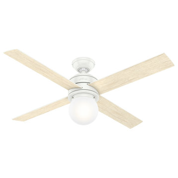 Hunter 52" Hepburn Matte White Ceiling Fan With Light Kit and Wall Control