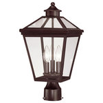 Savoy House - Ellijay Outdoor Post Lantern, English Bronze - The Ellijay is an eye-catching four-sided, clear glass top collection, perfect for the cottage-look homes of today.