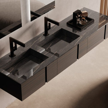 Modern Master Bathroom Vanity with His and Her Sink