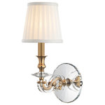 Hudson Valley Lighting - Lapeer, 1 Light, Wall Sconce, Aged Brass Finish, White Silk - Pleated shades of fine silk impart elegance. Crystal bobeches and mirrored, crystal cut backplates embellish the elegant details of this sconce.