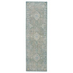 Jaipur Living - Jaipur Living Alessia Hand-Knotted Bordered Aqua/Beige Area Rug, 3'x10' - Exceptionally made and artfully designed, this hand-knotted Runner rug infuses contemporary homes with vintage allure. An on-trend colorway of vibrant aqua, beige, and dark gray lends a fresh update to the floral and medallion design, while a patina-rich antiqued effect creates a timeless look.