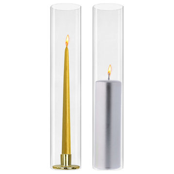 Glass Chimney Shade Hurricane Candle Holder Tube, 3"x16", Set of 12