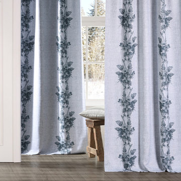 Copenhagen Grey Printed Linen Textured Blackout Curtain