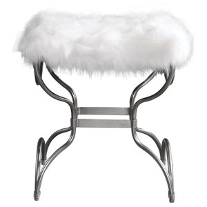Channon White Fur Small Bench Contemporary Vanity Stools And Benches By Ownax Vaasuhomes