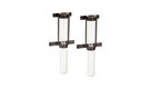 Wall Mount Cylinder Glass Vases With Rustic Rings Metal Stand, Set of 2