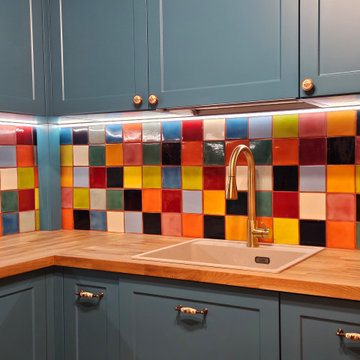 Colorful Tiles Around the Sink Area