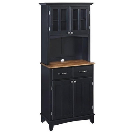 Bowery Hill Buffet with 2 Door Panel Hutch in Black