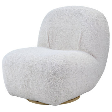 Yedaid Accent Chair WithSwivel, White Teddy Sherpa