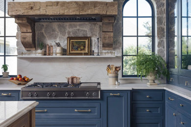 Kitchen - french country kitchen idea in Dallas