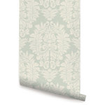 Accentuwall - Classic Damask Peel and Stick Vinyl Wallpaper, Sage Green, 24"w X 108"h - Classic Damask peel & stick vinyl wallpaper. This re-positionable wallpaper is designed and made in our studios in New Jersey. The designs are printed onto an adhesive backed vinyl that can be removed, repositioned and reused over and over again. They do not leave any residue on your walls and are ideal for DIY room makeovers without the mess and headaches of traditional wallpaper.