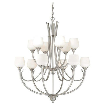 Vaxcel Lighting H0129 Grafton 12 Light Two Tier Chandelier - Satin Nickel