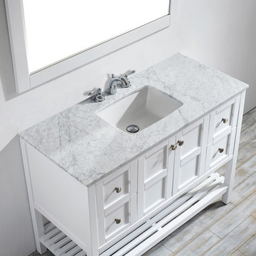 Florence 48 in. W x 22 in. D x 35 in. H Vanity in White with Marble Vanity Top i