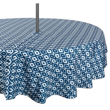 DII Blue Ikat Outdoor Tablecloth With Zipper 60" Round