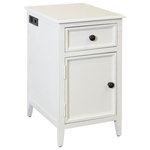 StyleCraft - Egg Shell Side Table With Drawer and Cabinet 15"Wx25"H19"D - A versatile piece that can be used as a nightstand or side table, the StyleCraft Drawer Side Table with Drawer and Cabinet is both functional and durable. This side table offers ample storage space and includes two USB 100V outlets and a regular outlet plugin. The accent table is made from acacia wood and MDF.