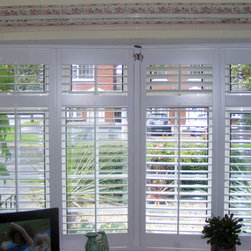 Clontarf Plantation Shutters - curved front window - tilted louvers - Interior Shutters