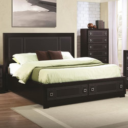 Coaster 200661Q Elijah Merlot Queen Leatherette Panel Headboard Bed - Panel Beds