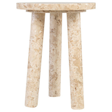 Cream Marble Tripod Occasional Table, Versmissen Tommy