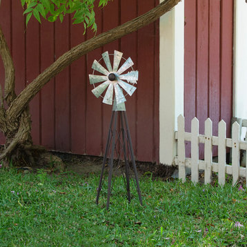 Rustic Bronze and Silver Metal Mini Windmill