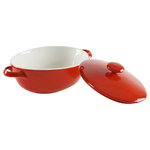 10 Strawberry Street - 7" Sienna Red Oval Bakeware With Lid, Set of 2 - Sienna : Bakeware in a bold red makes for a striking presentation the moment it comes out of the oven.