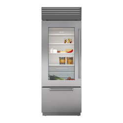 Sub-Zero 30" built-in over-and-under glass door refrigerator/freezer - Refrigerators