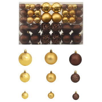 Vidaxl 100 Piece Christmas Ball Set 2.4" Brown/Bronze/Gold