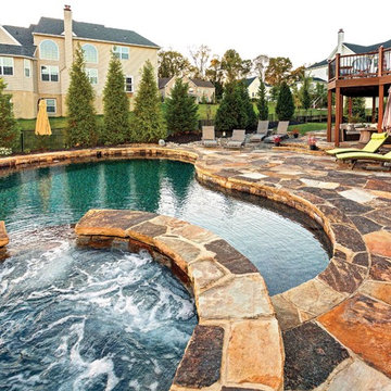 Wet-Laid Irregular Flagstone Pool Patio
