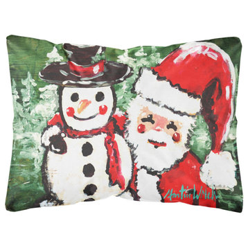 Friends Snowman & Santa Claus Canvas Fabric Decorative Pillow