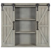 Cates Decorative Wood Wall Storage Cabinet with Sliding Barn Doors, Gray 2 Doors