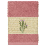 Linum Home Textiles - Mila Embellished Washcloth - The MILA Embellished Towel Collection features whimsical blooming cactus in applique embroidery on a woven textured border. These soft and luxurious towels are made of 100% premium Turkish Cotton and offer lasting absorbency and superior durability. These lavish Turkish towels are produced in Linum�s state-of-the-art vertically integrated green factory in Turkey, which runs on 100% solar energy.