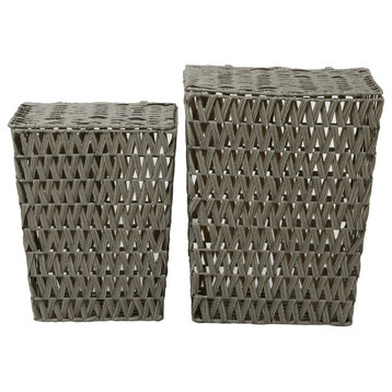 Traditional Gray Metal Storage Basket Set 562616