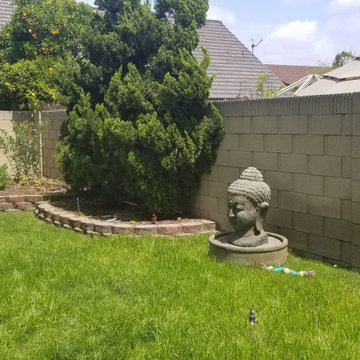 New pool with baja,cement slabs and custom made buddha watwrfall!!